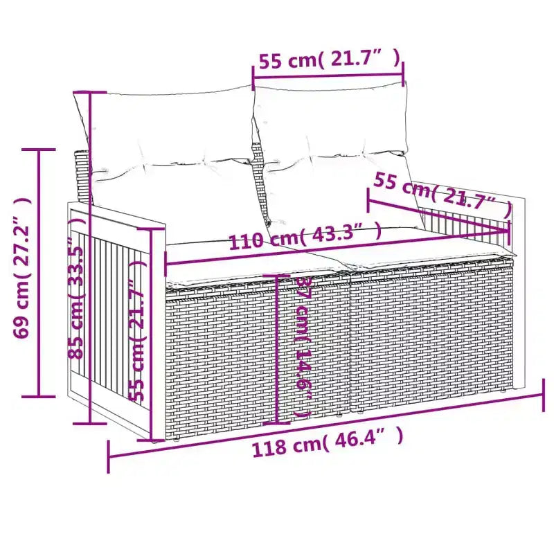 vidaXL Gartensofa-Set, beige und cremeweiß