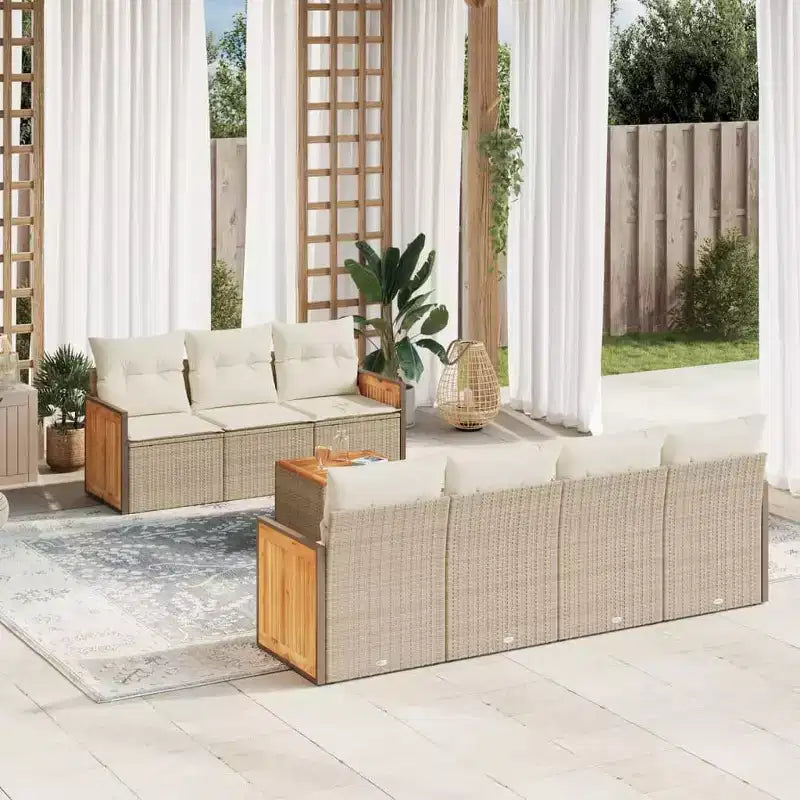vidaXL Gartensofa-Set, beige und cremeweiß