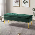 Hippolytus Storage Bench with Nailhead Trim and Button-tufted for Bedroom| ART OF LIVING DESIGNS-BLACK