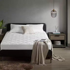 Okak Modern White Nylon Deep Pocket Mattress Pad for Comfy Sleep,Overfilled Bed Mattresses Protective Pad