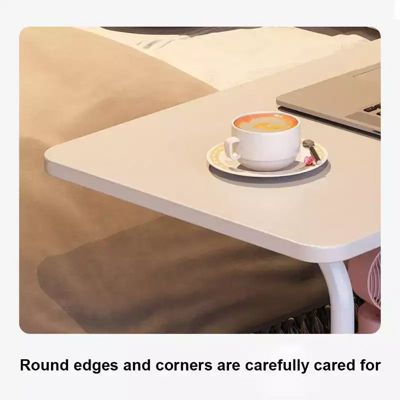 Portable Rolling Desk on Wheels, Mobile Computer Desk for Small Space Small Standing Desk, Adjustable Height, Storage Shelves, for Home Office Study