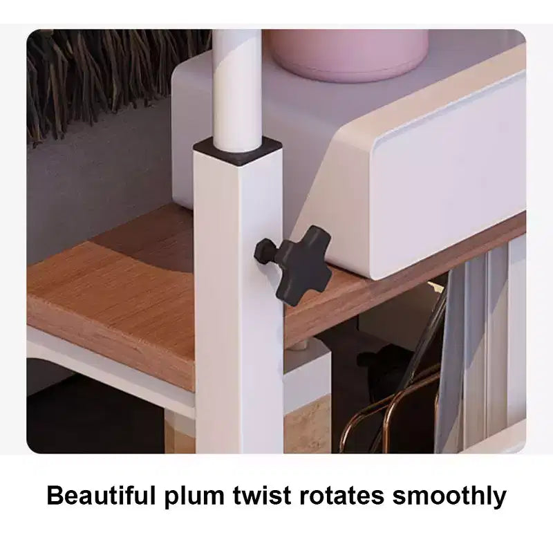 Portable Rolling Desk on Wheels, Mobile Computer Desk for Small Space Small Standing Desk, Adjustable Height, Storage Shelves, for Home Office Study