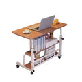 Portable Rolling Desk on Wheels, Mobile Computer Desk for Small Space Small Standing Desk, Adjustable Height, Storage Shelves, for Home Office Study