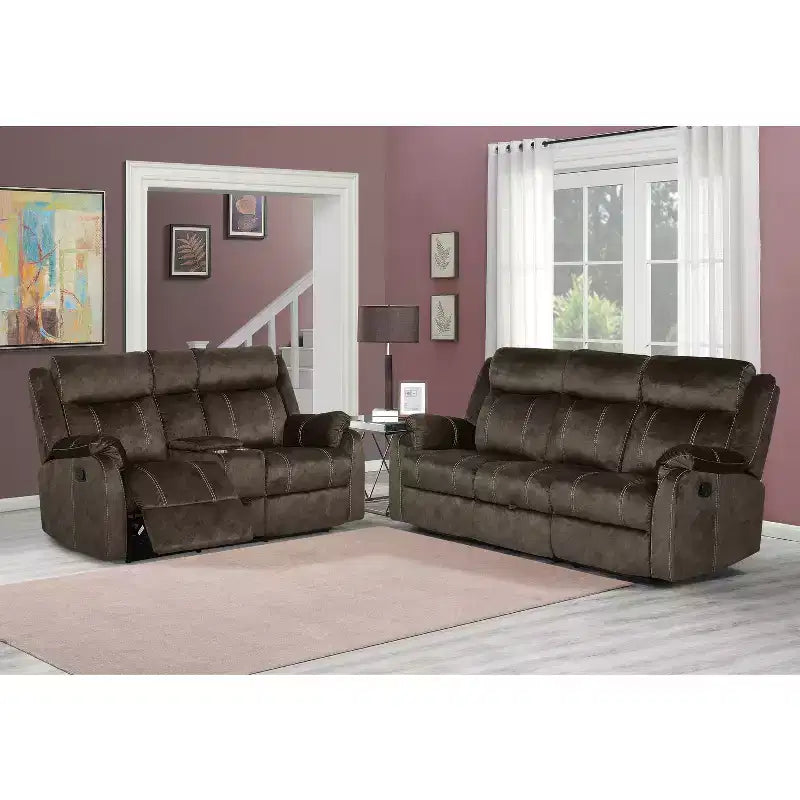 HomeStock Reclining Sofa W/ Drop Down Table & Drawer