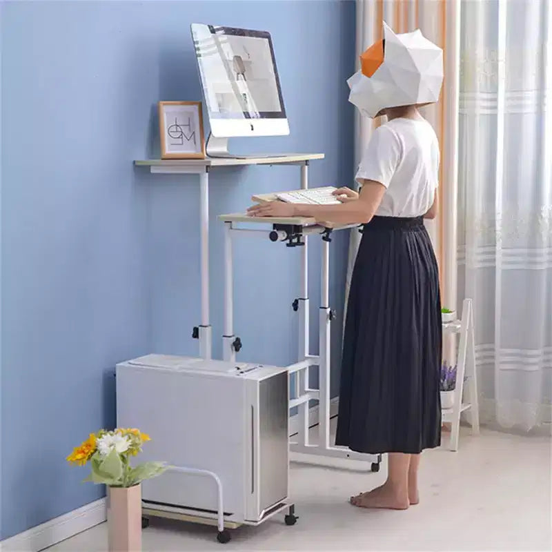 Mobile Standing Desk  2-Tier Height Adjustable Workstation with Wheels for Home/Office