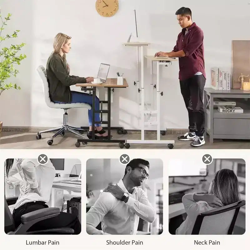 Mobile Standing Desk  2-Tier Height Adjustable Workstation with Wheels for Home/Office