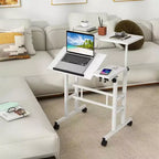 Mobile Standing Desk  2-Tier Height Adjustable Workstation with Wheels for Home/Office
