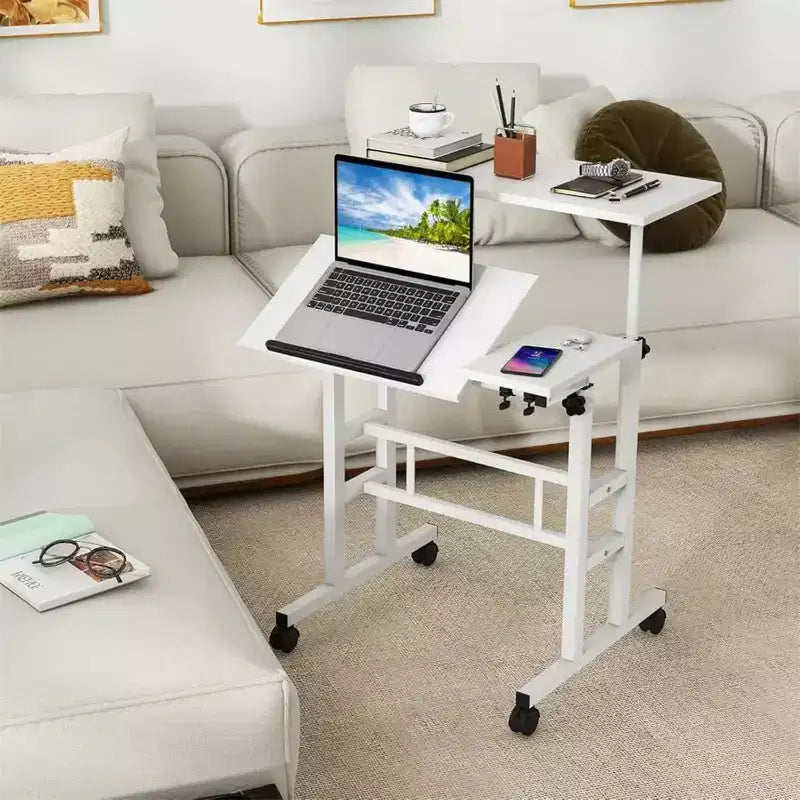 Mobile Standing Desk  2-Tier Height Adjustable Workstation with Wheels for Home/Office