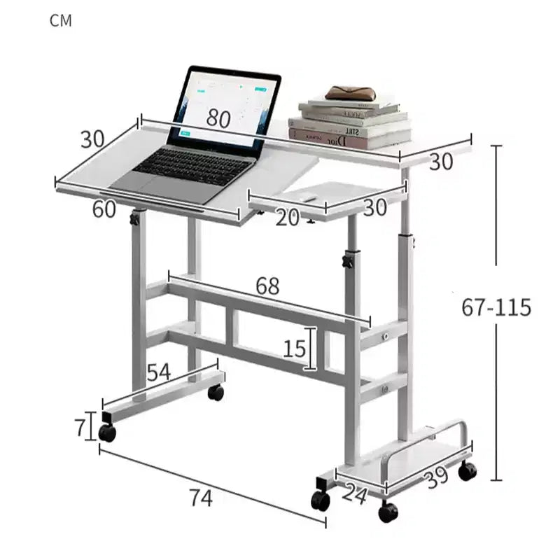 Mobile Standing Desk  2-Tier Height Adjustable Workstation with Wheels for Home/Office