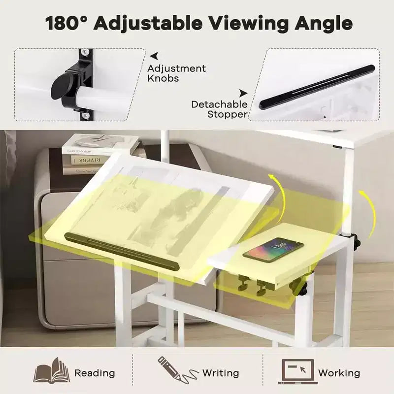Mobile Standing Desk  2-Tier Height Adjustable Workstation with Wheels for Home/Office