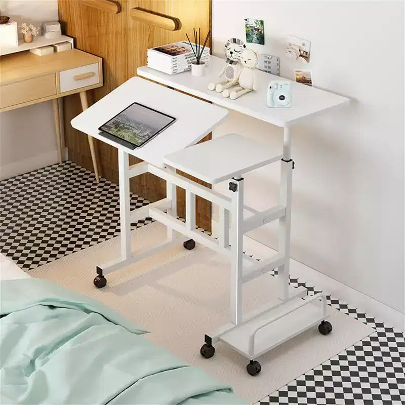 Mobile Standing Desk  2-Tier Height Adjustable Workstation with Wheels for Home/Office