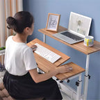 Mobile Standing Desk  2-Tier Height Adjustable Workstation with Wheels for Home/Office