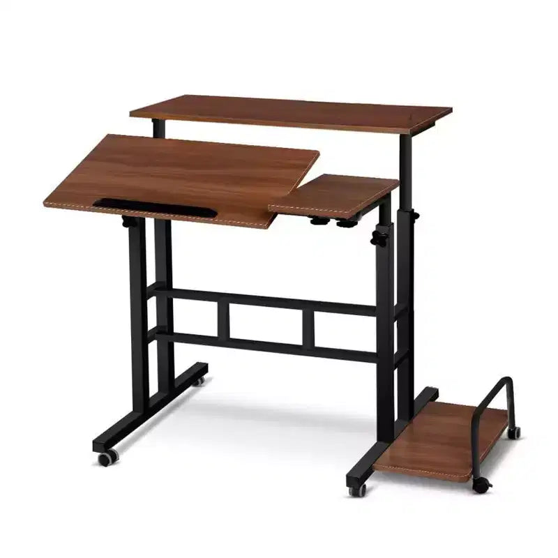 Mobile Standing Desk  2-Tier Height Adjustable Workstation with Wheels for Home/Office