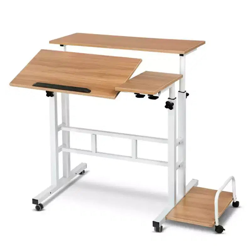 Mobile Standing Desk  2-Tier Height Adjustable Workstation with Wheels for Home/Office