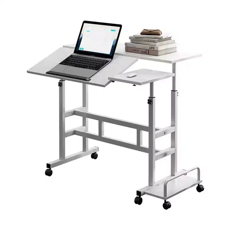 Mobile Standing Desk  2-Tier Height Adjustable Workstation with Wheels for Home/Office