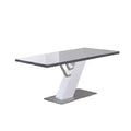 HomeRoots 63 White and Silver Wood and Metal Pedestal Base Dining Table