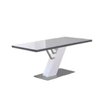 HomeRoots 63 White and Silver Wood and Metal Pedestal Base Dining Table