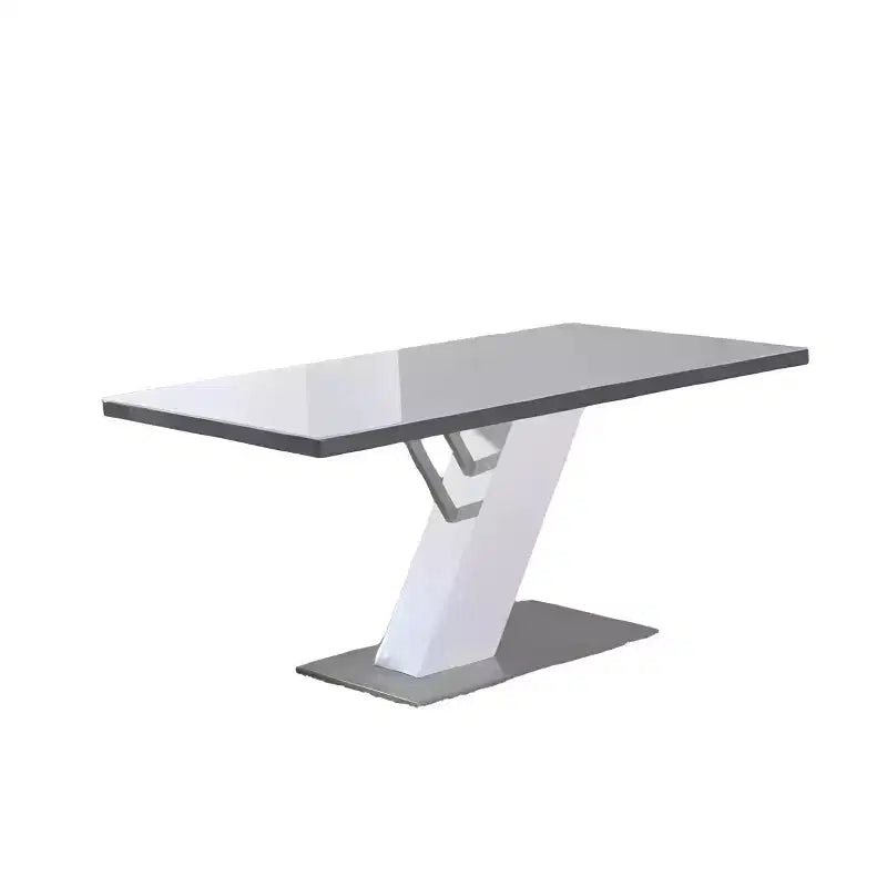 HomeRoots 63 White and Silver Wood and Metal Pedestal Base Dining Table