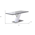 HomeRoots 63 White and Silver Wood and Metal Pedestal Base Dining Table