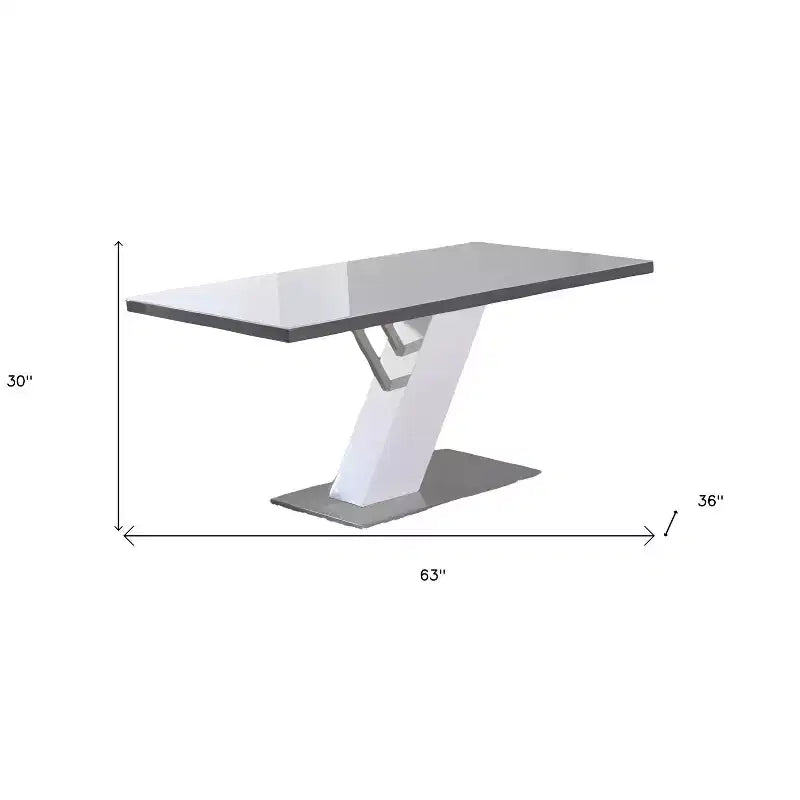 HomeRoots 63 White and Silver Wood and Metal Pedestal Base Dining Table