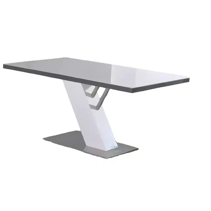 HomeRoots 63 White and Silver Wood and Metal Pedestal Base Dining Table