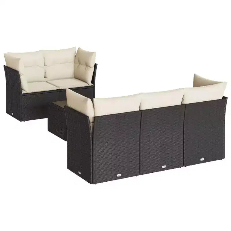vidaXL Garden Sofa Set Black PE Rattan 6-piece set Removable Covers