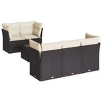 vidaXL Garden Sofa Set Black PE Rattan 6-piece set Removable Covers