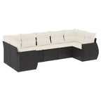 vidaXL 7 Piece Patio Sofa Set with Cushions - Black and Cream