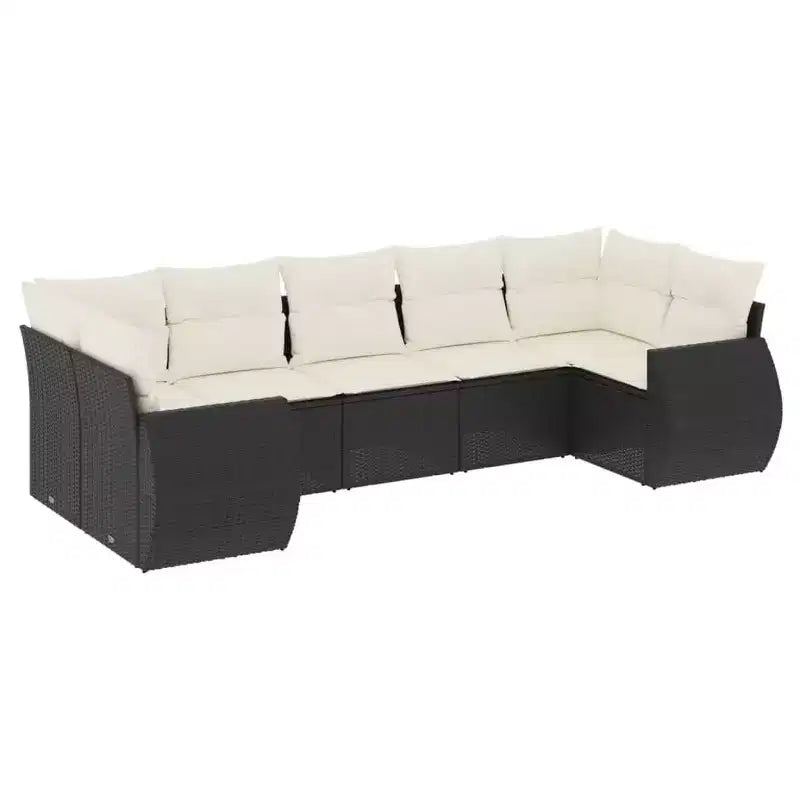 vidaXL 7 Piece Patio Sofa Set with Cushions - Black and Cream