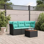 vidaXL Set di divani da patio da 4 pezzi con cuscini, polirattan nero