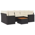 vidaXL Garden Sofa Set Black PE Rattan 7 Piece Adjustable Armrests