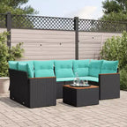 vidaXL Schwarze Gartensofagarnitur aus PE-Rattan, 7-teilig, mit verstellbaren Armlehnen