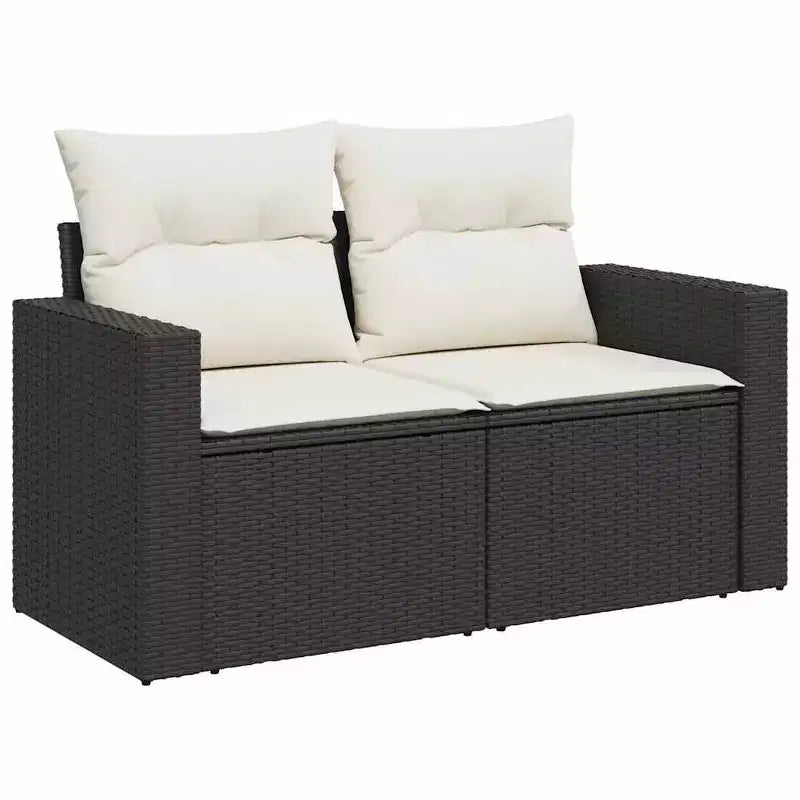 vidaXL Schwarze Gartensofagarnitur aus PE-Rattan, 7-teilig, mit verstellbaren Armlehnen
