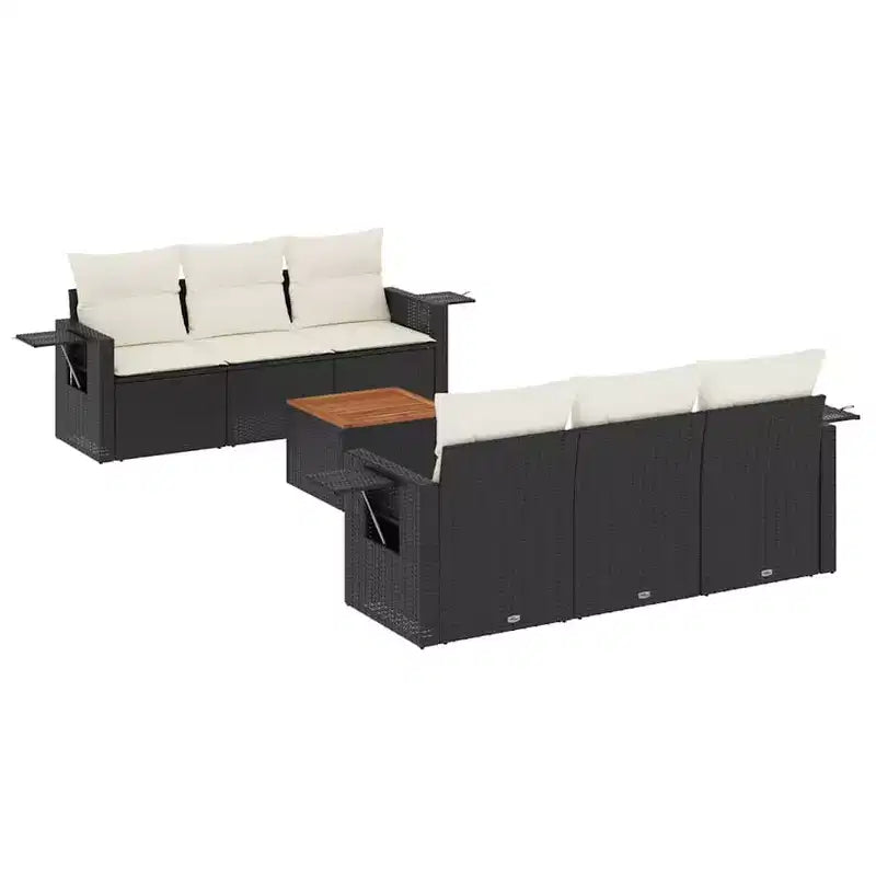 vidaXL Garden Sofa Set Black PE rattan 7 Piece Set Modular
