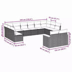 vidaXL Schwarze Gartensofagarnitur aus PE-Rattan, 7-teilig, modular