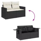 vidaXL Schwarze Gartensofagarnitur aus PE-Rattan, 7-teilig, modular