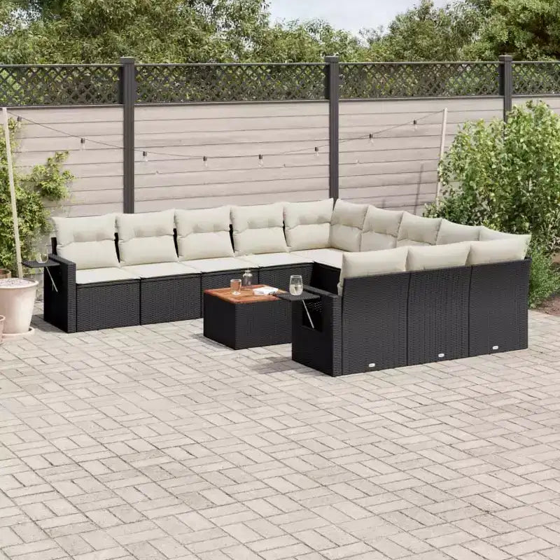 vidaXL Ensemble de canapé de jardin, noir et crème