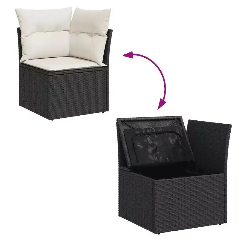 vidaXL Ensemble de canapé de jardin, noir et crème