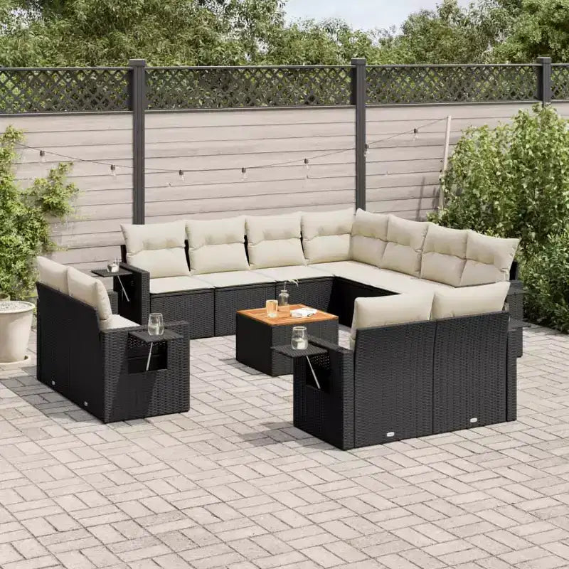 vidaXL Set da giardino nero e crema