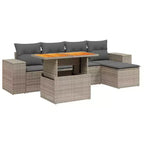 vidaXL Garden Sofa Set Gray PE rattan Medium Adjustable Feet