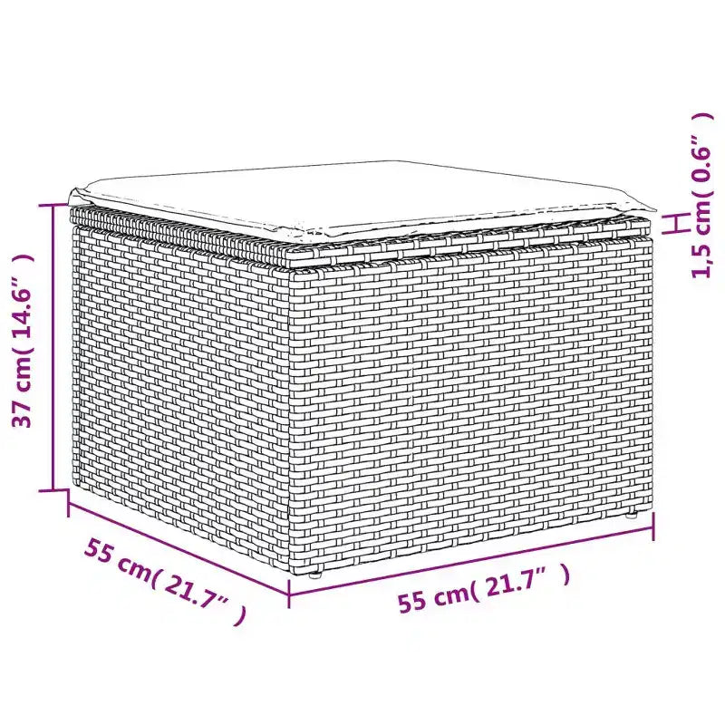 vidaXL Gartensofa-Set, grauer PE-Rattan, mittelgroß, verstellbare Füße