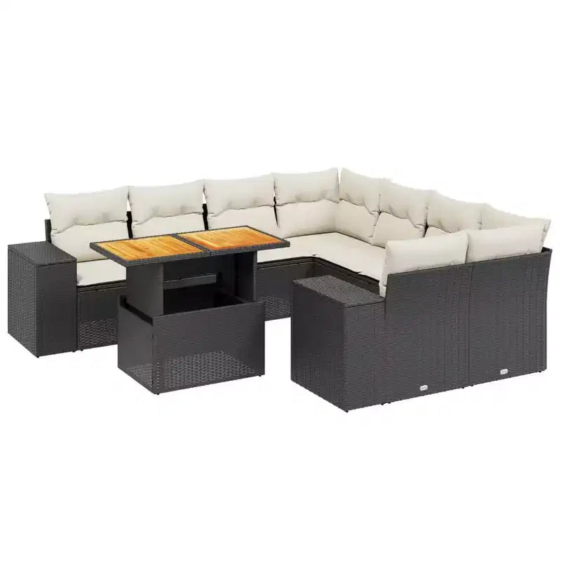 vidaXL Garden Sofa Set Black and Cream White