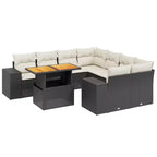 vidaXL Garden Sofa Set Black and Cream White