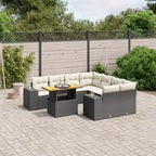 Set di divani da giardino vidaXL, nero e bianco crema