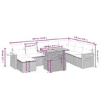 vidaXL 9-teiliges Gartensofa-Set mit Sitzkissen – Schwarz