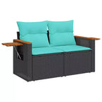 vidaXL 9-teiliges Gartensofa-Set mit Sitzkissen – Schwarz