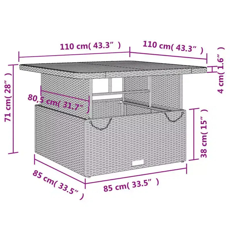 vidaXL Ensemble repas de jardin noir et marron