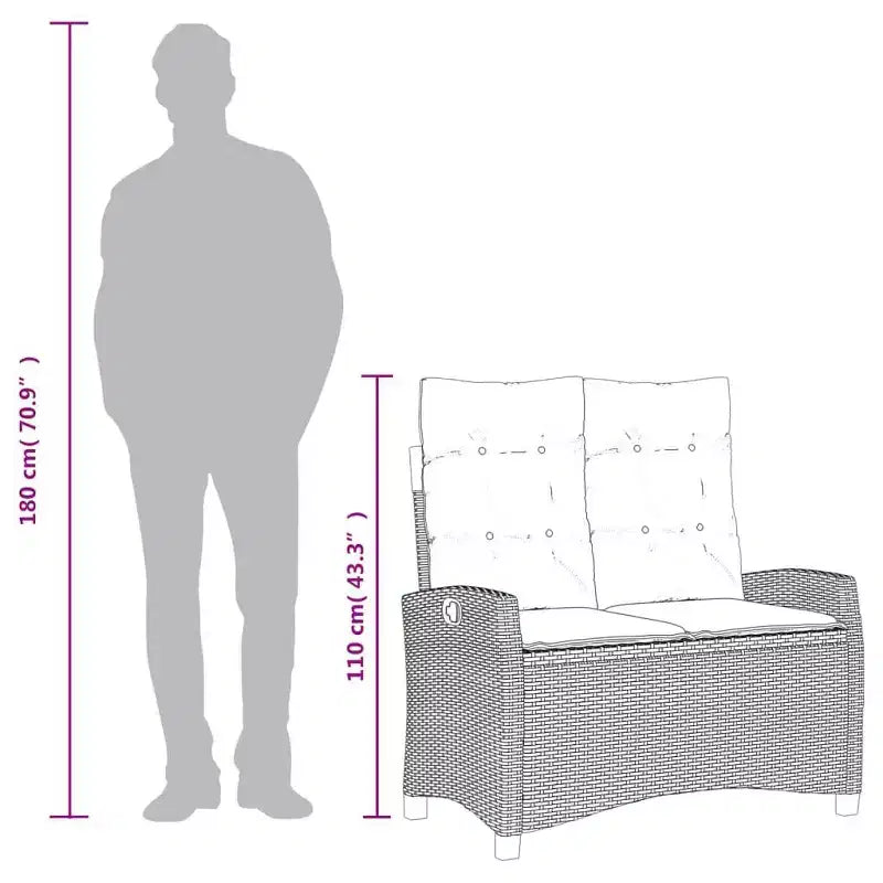vidaXL Ensemble repas de jardin noir et marron