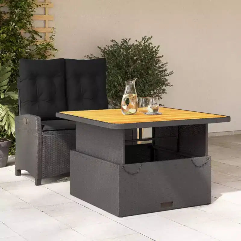 vidaXL Ensemble repas de jardin noir et marron