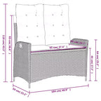 vidaXL Ensemble repas de terrasse avec coussins – 2 pièces, mobilier d’extérieur de jardin en polyrotin noir, table et banc inclinable